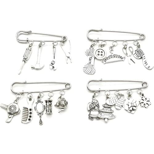 1pcs Silver Plated Jewelry Brooches Buckle Pins Fshion Charms For DIY Women Safety Pins Men Children Bags Hat Cartoon Pin Gifts