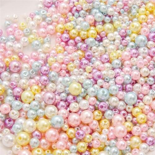 150Pcs/Lot Mix 3-8mm Straight Hole Mix Color ABS Pearl Imitation Loose Spacer Beads Garment Handmade DIY Craft Making Decoration