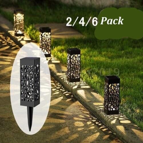 2/4/6 PCS Solar LED Lawn Light Garden Lights Hollow Lawn Lamp Outdoor Pathway Lamp Waterproof Garden Decoration
