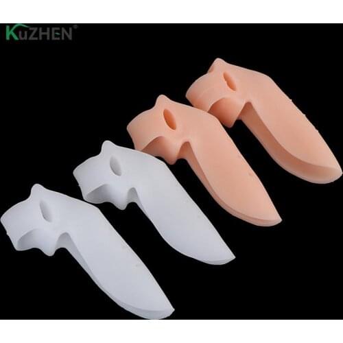 2Pcs Silicone Gel Foot Fingers Two Hole Toe Separator Thumb Valgus Protector Bunion Adjuster Hallux Valgus Guard Feet Care