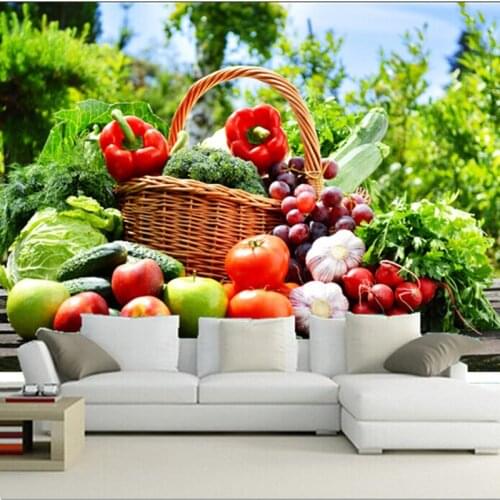 The custom 3D murals,All kinds of fresh fruits and vegetables, cafe wall restaurant the kitchen the dining room wall wallpaper