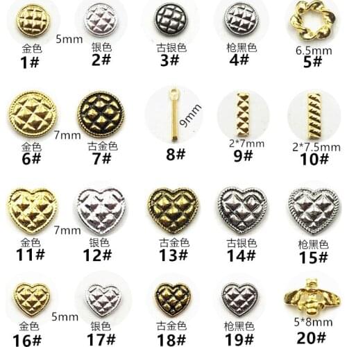 50pcs/pack Japan Metal 3D Nail art Decorations Retro Kawaii Heart Circle Nail Parts Nail Accessories DIY Alloy Nail Supplies