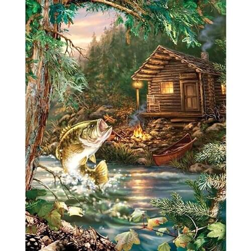 Full Square/round Diamond 5D DIY Diamond Painting Scenic Fish Embroidery Cross Stitch Rhinestone Mosaic Home Decor