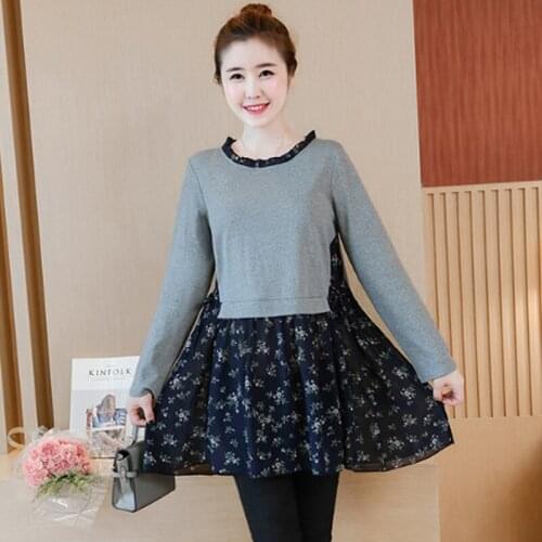 OkayMom Maternity Dress Clothes Pregnant Women Plus Size Knitted Dresses Pregnancy Wear Flower Outwear Clothing Spring Autumn