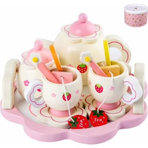 Make Afternoon Tea Wooden Set Baby Girl Kitchen Toys Pretend Play Serve Customer Early Educational Child New Year Birthday Gift