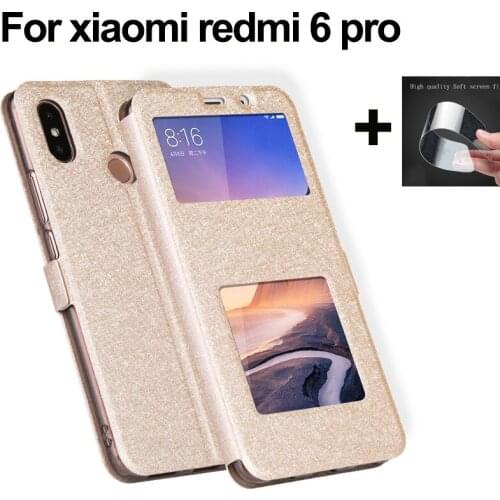 For xiaomi redmi 6 pro case back cover Luxury open window Flip Leather Case For xiaomi redmi6 pro Phone Cases redmi 6pro shell