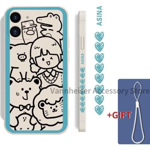 Cartoons Case For iPhone 12 11 Pro Max XR Full Protect Luxury Cover For iPhone Xs Max 7 Plus 8 X SE 2020 Animal Girl Shell