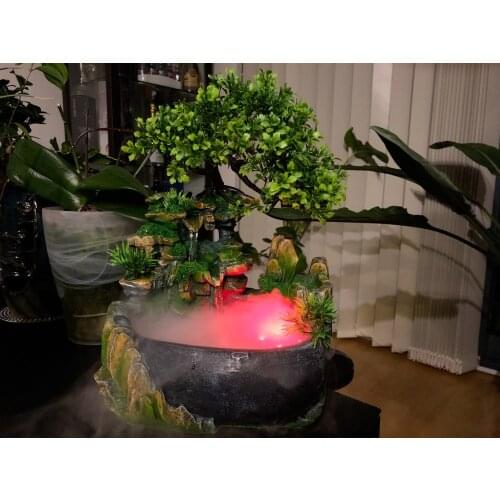 Resin Decorative Fountains Indoor Water Fountains Creative Craft Desktop Home Decor Home Figurines FengShui Water Fountain