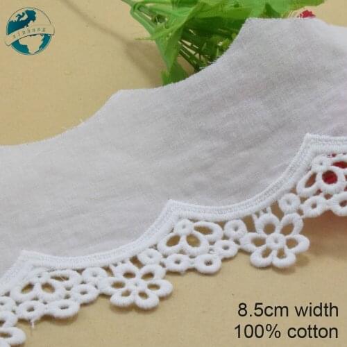 3yards 8.5cm wide 100% Cotton embroid lace sewing ribbon guipure trim wedding decoration DIY dolls colthes Accessories lace#4044