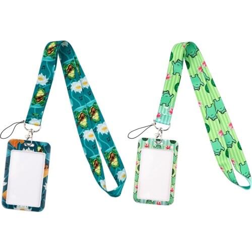 JF335 Funny Frog Neck Strap Lanyards Keychain Holder ID Badge Case Clear Bank Credit Card Badge Holder School Student Office