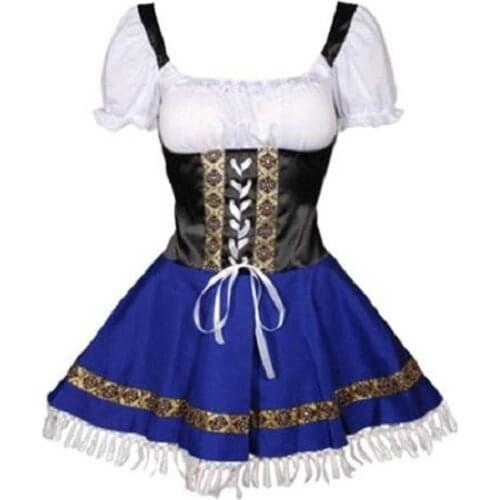Carnival Oktoberfest Dirndl Costume Tavern Wench Waitress Maid Bar Outfit Cosplay Halloween Fancy Party Dress