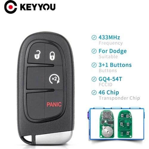 KEYYOU 5pcs GQ4-54T Remote Car Key For Dodge Ram 1500 2500 3500 2013-2017 Car Remote Key ID46 Chip 433Mhz 3/4/5 Buttons