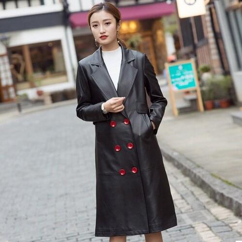 Real Jacket Women Winter Clothes 2020 Streetwear Casual Genuine Leather Long Coat Fashion Sheepskin Coats LW924