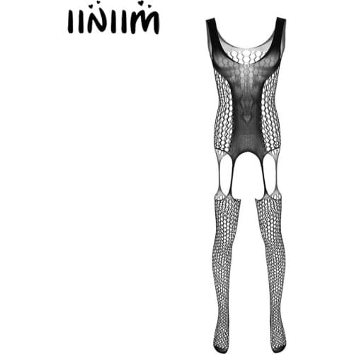 Mens Lingerie Bodystocking See Through Sheer Hollow Out Crotchless Stretchy Tights Sissy Babydoll Full Body Pantyhose Stocking