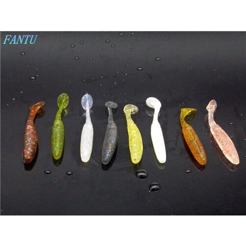 FANTU Fishing Soft Lures 50mm/1g Small Artificial T-Tail Worm Baits Pescaria Acessorioss 100pcs/lot