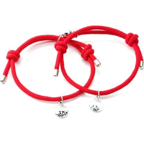 CuteFairy2 PCS Forever Magnetic Lovers Chains Set Vows of Love Pinky Promise Friendship Bracelets for Couples Best Friend Gifts