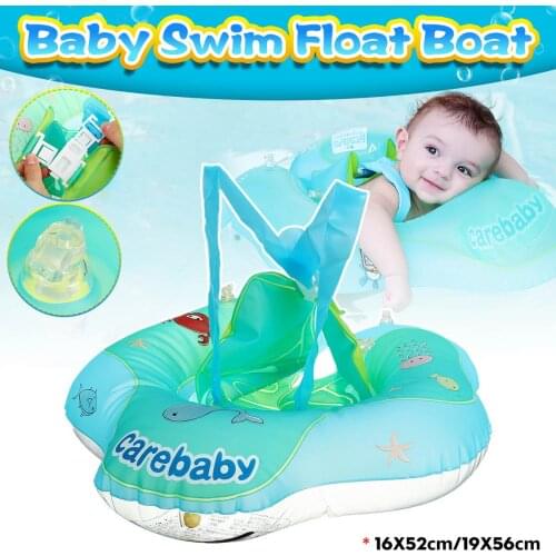 Inflatable Baby Boat Raft Swimming Ring Pool Aid Safety Trainer Float Boat Fit for 2-5 Years Old Kids Beautiful Blue Thicken PVC