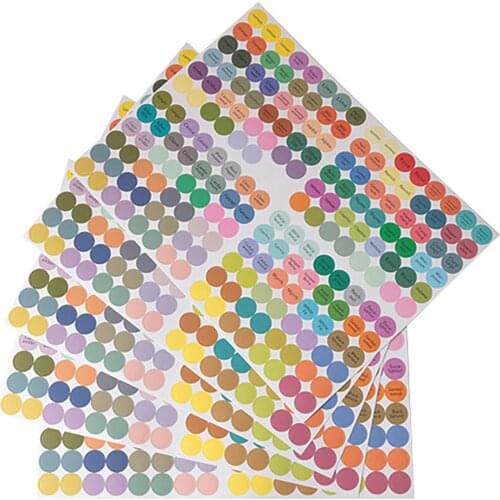 192pcs/Sheet Practical Colorful Paper Stickers Labels for Glass Essential Oil Bottles Cap Lid Labels Blank Round Circles Sticker