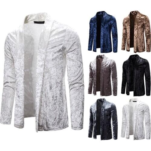 2020 spring and autumn new fashion mens basic long-sleeved lapel shawl cardigan