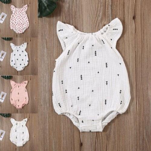 Newborn Toddler Baby Girls Clothes Romper Sleeveless Jumpsuit Outfits Sunsuit Girls Print Rompers 0-24M