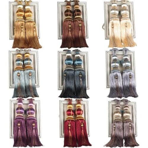 1 pair Rope Curtain Tiebacks Hanging Tassel Tiebacks For Curtain Accessories Pearls Ball Beaded Tassel Hanging Ball