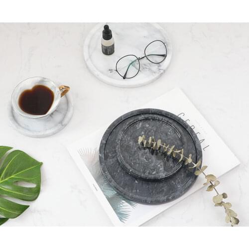 Natural Marble Tray Decorative Tray Small Round Dessert Tray Storage Tray Coaster Decoration Display Tray