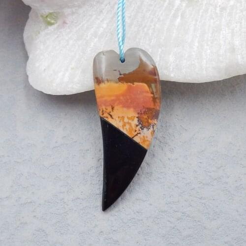 Natural Stone Multi-Color Picasso Jasper Pendant Bead 43x20x5mm 11g