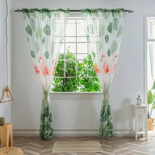 Flamingo printed Sheer Curtain for Living Room Bed Room Window Decoration cortinas para la sala