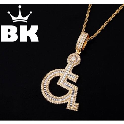 Bling Handicapped Sign Pendant With Baguette AAA Cubic Zircon Hiphop Necklace Tennis Chain Hip Hop Punk Jewelry