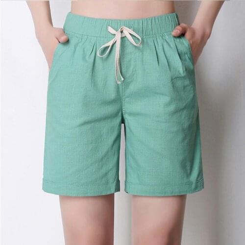 New Summer Drawstring Loose Solid Shorts Female Plus Size M-5XL 6XL 7XL Mid Casual Shorts Autumn Women Comfortable Shorts Black