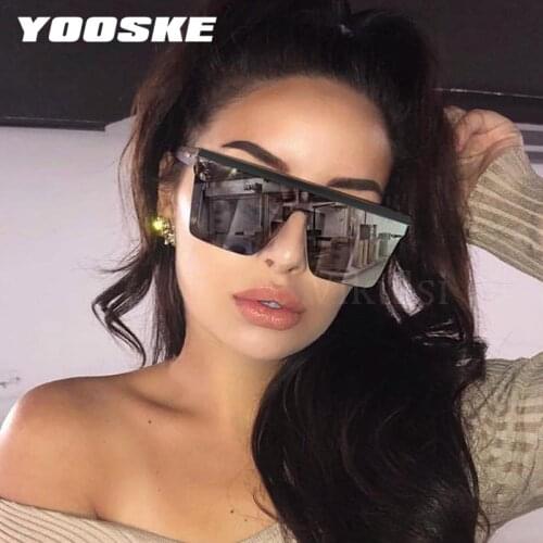 YOOSKE Vintage Square Sunglasses Women Men Oversized Sunglasses Luxury Brand Designer Ocean Lens Spectacles Black Gradient