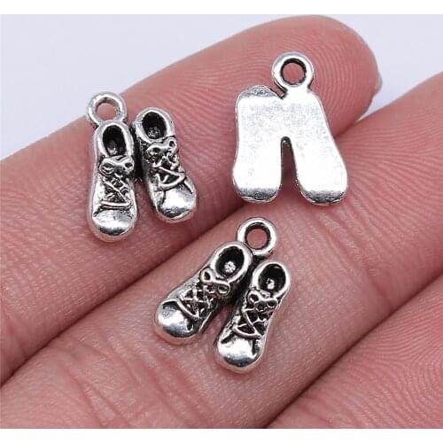 WYSIWYG 10pcs 14x10mm Antique Silver Color Baby Shoe Pendants Baby Shoe Pendants Baby Shoe Charm For Jewelry Making