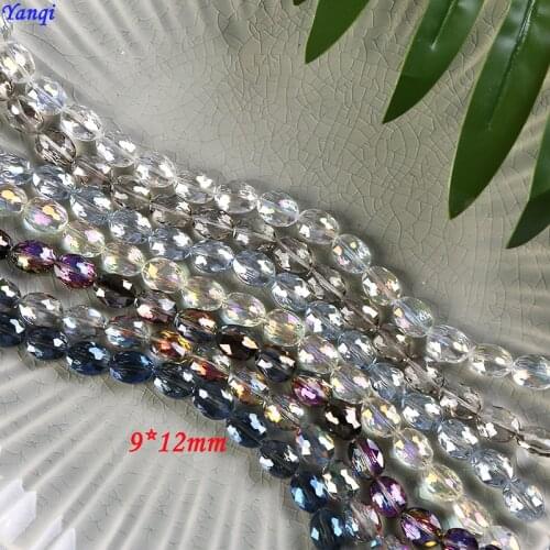 Yanqi 15Pcs 9*12MM Clear Faceted Crystal Oval Flat Cabochon Beads Jewelry Making DIY Earrings Crystal Crafts Czech Glass Beads