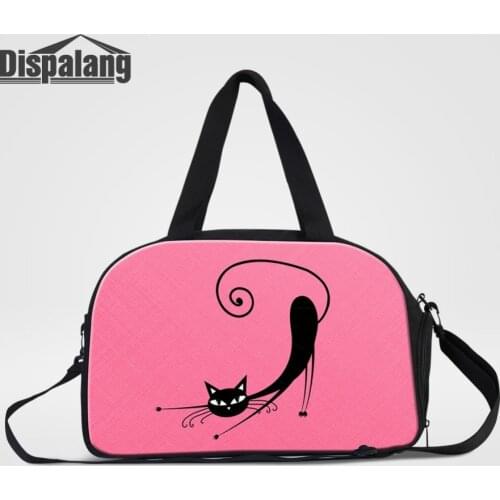 Women Shoulder Duffle Bag With Shoes Pocket Cute Pink Cat Travel Bag For Teenagers Girls Weekend Overnight Handbag Drop Shipping