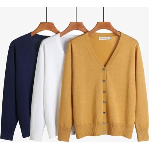 Women Knitted Cardigans Sweater Fashion Autumn Long Sleeve Loose Coat Casual Oversized Sweater V Neck Solid Female Tops 2021