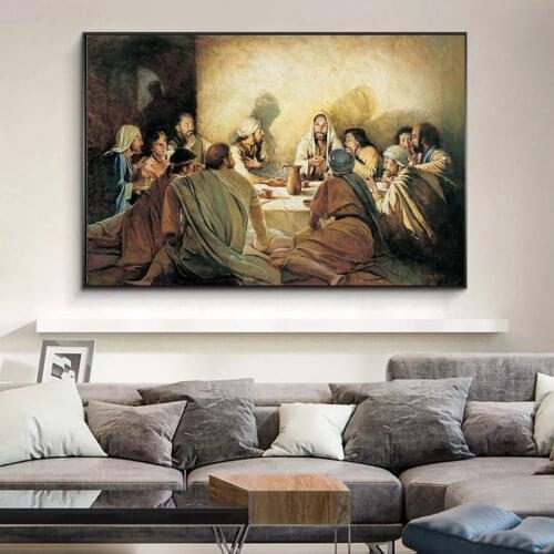 Famous The Last Supper Da Vinci Canvas Paintings Jesus Religious Posters and Prints Wall Art Pictures for Living Room Home Decor