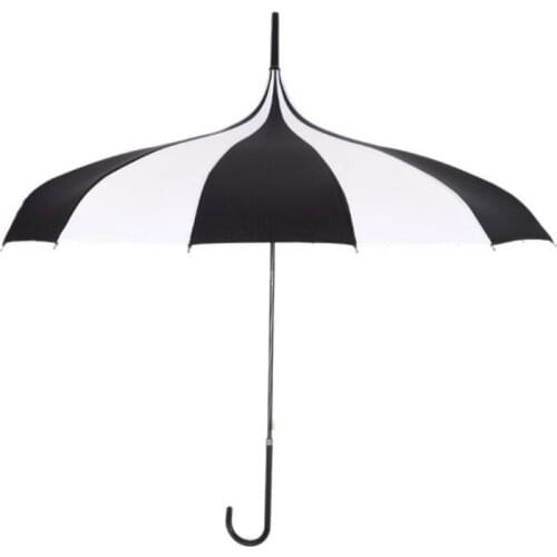 Creative Design Black And White Striped Golf Umbrella Long-handled Straight Pagoda Umbrella LX4483