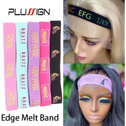 Custom Logo 10Pcs/Lot Wig Band For Laying Lace Edges Hair Wrap Melt Band Black Pink Lace Melting Band With Adjustable Velcro