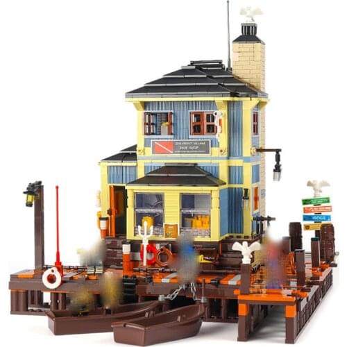 12001 Lighthouse Fisherman Series Diving club 1460PCS Assembled Building Block Bricks Toys For Children birthday Gift