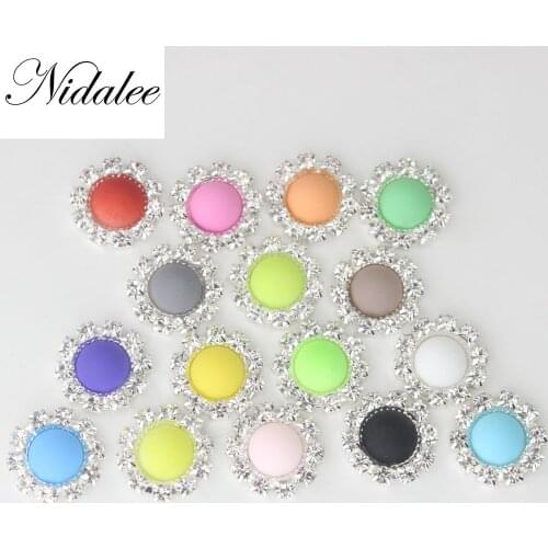 14mm Round Acrylic Rhinestone buttons flat back for wedding invitation card or hair bow craft DIY