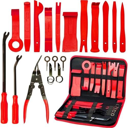 19PCS Car Removal Trim Tools Disassembly Interior Kit Audio Door Panel Dashboard DVD Player Auto Hand Pry Bar Clip Remover Set