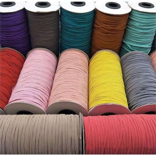 3mm Flat Elastic Bands Rope Hair Rubber Band Ribbons Sewing Webbing Tapes Waist Shoes Belt DIY Garment Accessories 100 Yards