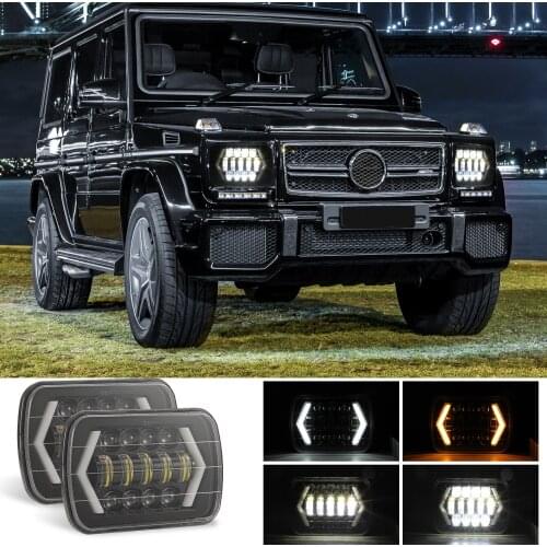 7x6" 5X7" inch 300W LED Headlight Rectangular DRL Amber Turn Signal Light For Jeep Off-road Truck Driving Work Light Headlamps