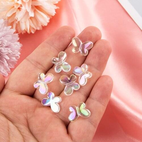 20Pcs/Bag DIY Jewelry Accessories Transparent Acrylic Cute Butterfly Beads Multi Color Plated Spacer Bracelet Making Departments