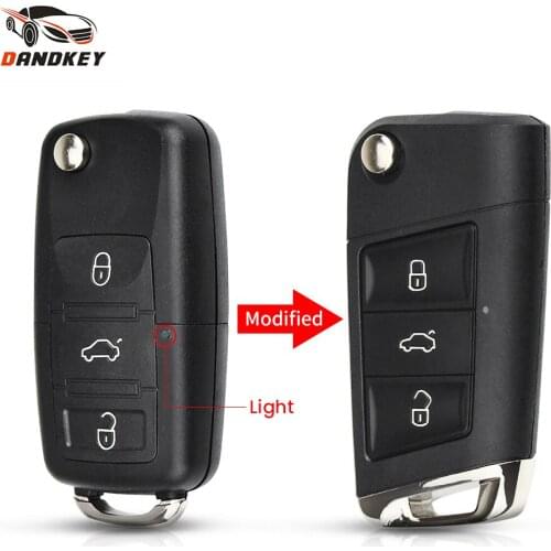 Dandkey 10pcs Remote Key Shell For VW Golf 4 5 Passat b5 b6 polo Touran For Seat Skoda Flip 3 Buttons Modified Car Key Case