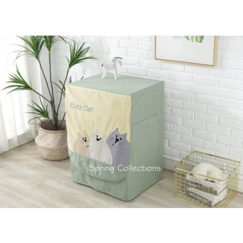 High quality Adjustable Size Cotton and Linen fabric Washing Machine Cover Universal Sunscreen Washing Machine Dustproof Cover