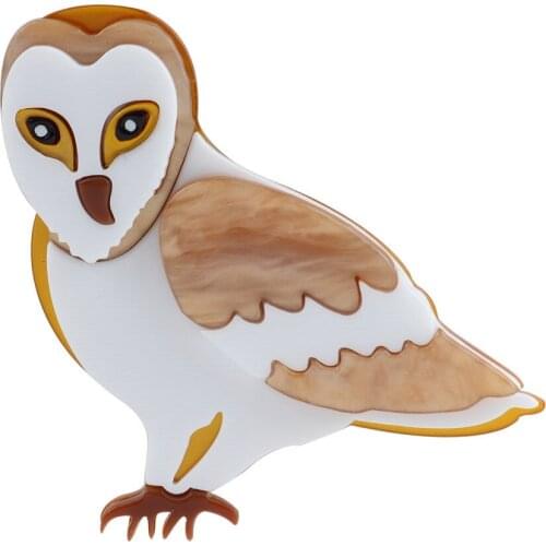 FishSheep Big Owl Acrylic Brooches Pins For Women Cute Animal Birds Brooch Lapel Pin Badge Casual Clothes Jewelry Banquet Gifts
