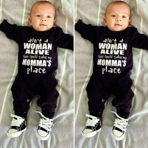 Emmababy Autumn Winter Newborn Baby Boys Girls Letter Printed Long Sleeve Romper Jumpsuit Basic Fashion Clothes Outfits