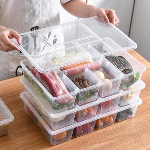 Division Refrigerated Storage Box Plastic Boxes Debris Desktop Organizer Household Items Food Containers Kitchen Organization