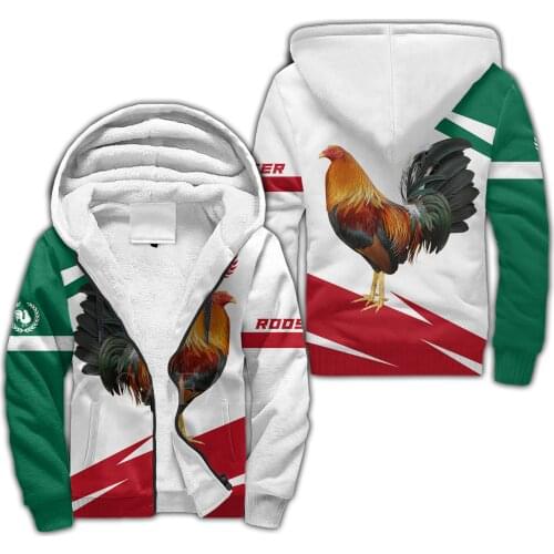 Beautiful Mexican Rooster Tattoo 3D All Over Print XS-7XL Man Women Harajuku Outwear Zipper Thicker Winter Warm Fleece Jacket-1